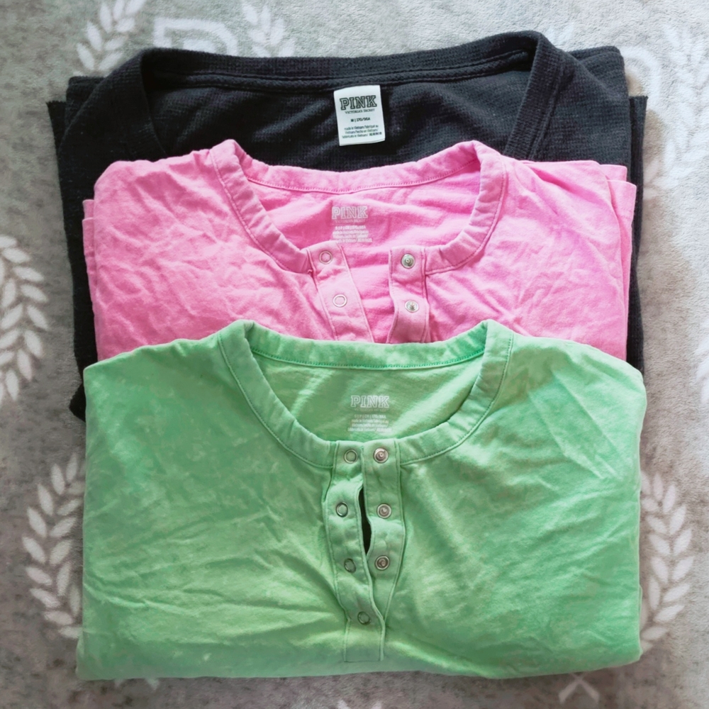 Pink Victoria's Secret Henley Shirt Bundle